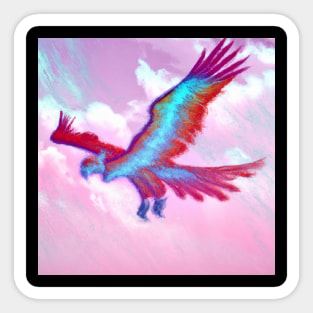 Phoenix Bird in Blue and Reddish Tones Sticker